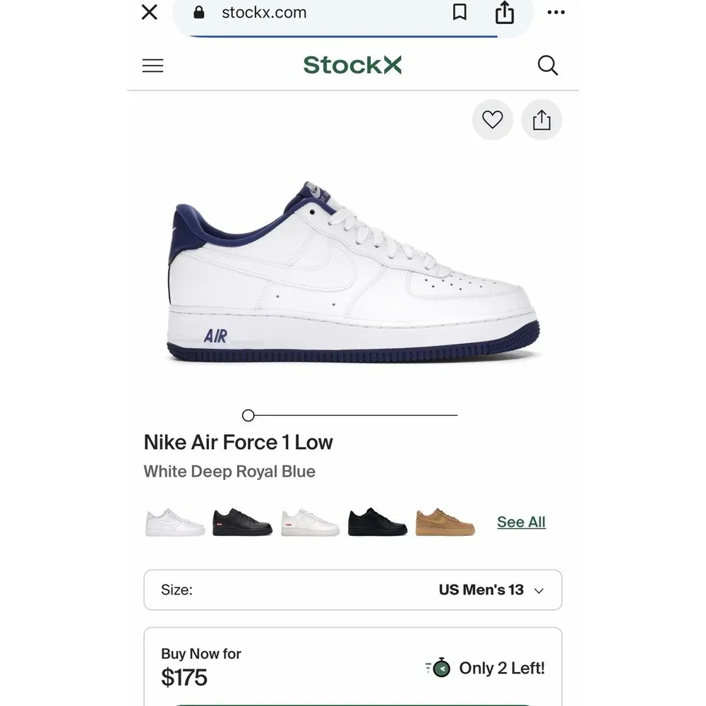Nike Air Force 1 Low White Blue Youth Size 8Y Sneakers Shoes Unisex